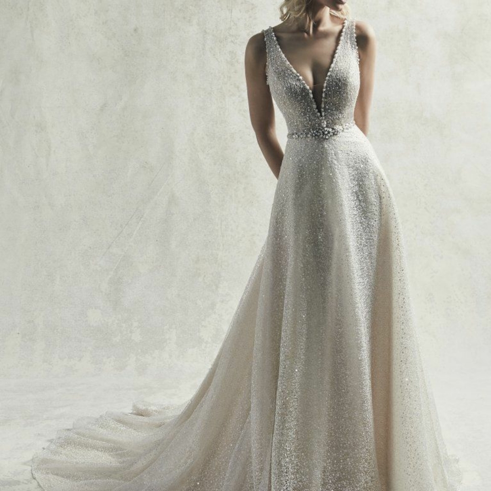 Maggie Sottero “Jarrett” light gold sz 8-discontinued style!!!